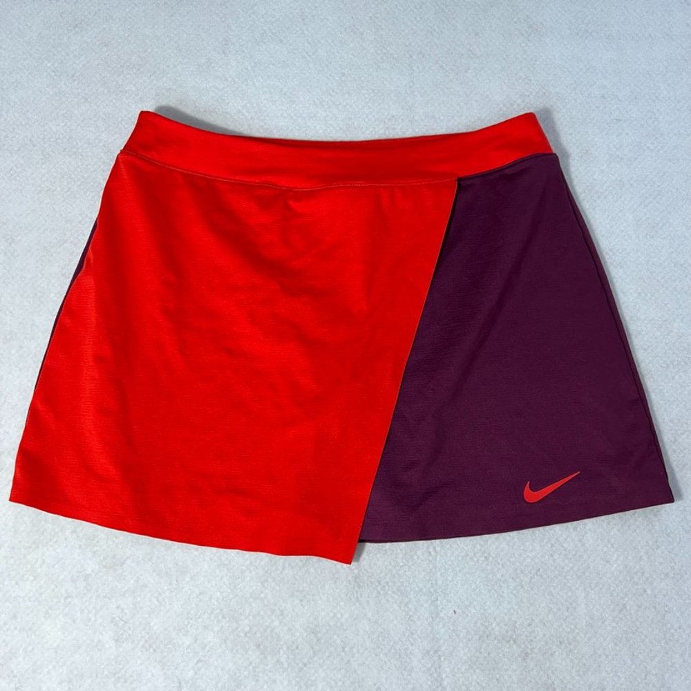 Nike Skort Large Tall LT Dri-Fit Red Purple Colorblock Tennis Golf